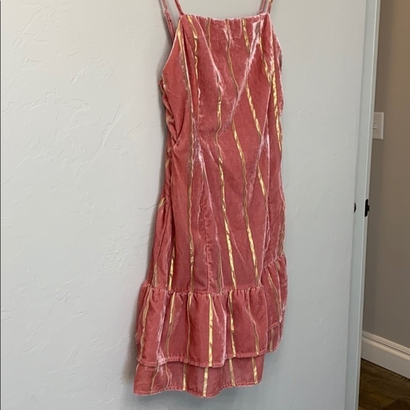 Lost+Wander pink and gold striped velvet dress M. - Picture 3 of 12